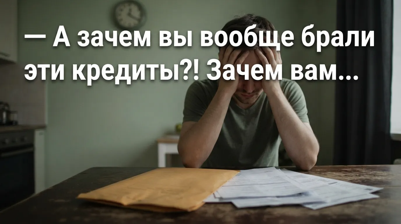 — Так зачем ты вообще брал эти кредиты?! Зачем тебе сдались эти компьютеры, приставки, игры?! К нам теперь ломятся коллекторы, а ты прячешьс